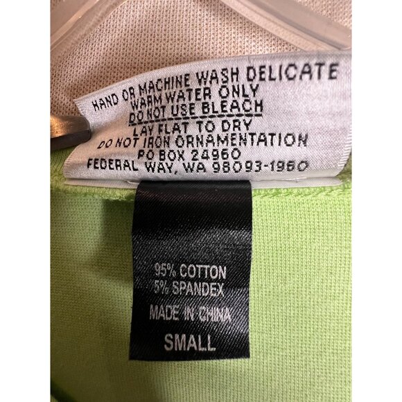 Christine Alexander Women's V-Neck Top W/Rhinestones Small Light Green 3/4 Sleev - Picture 9 of 9